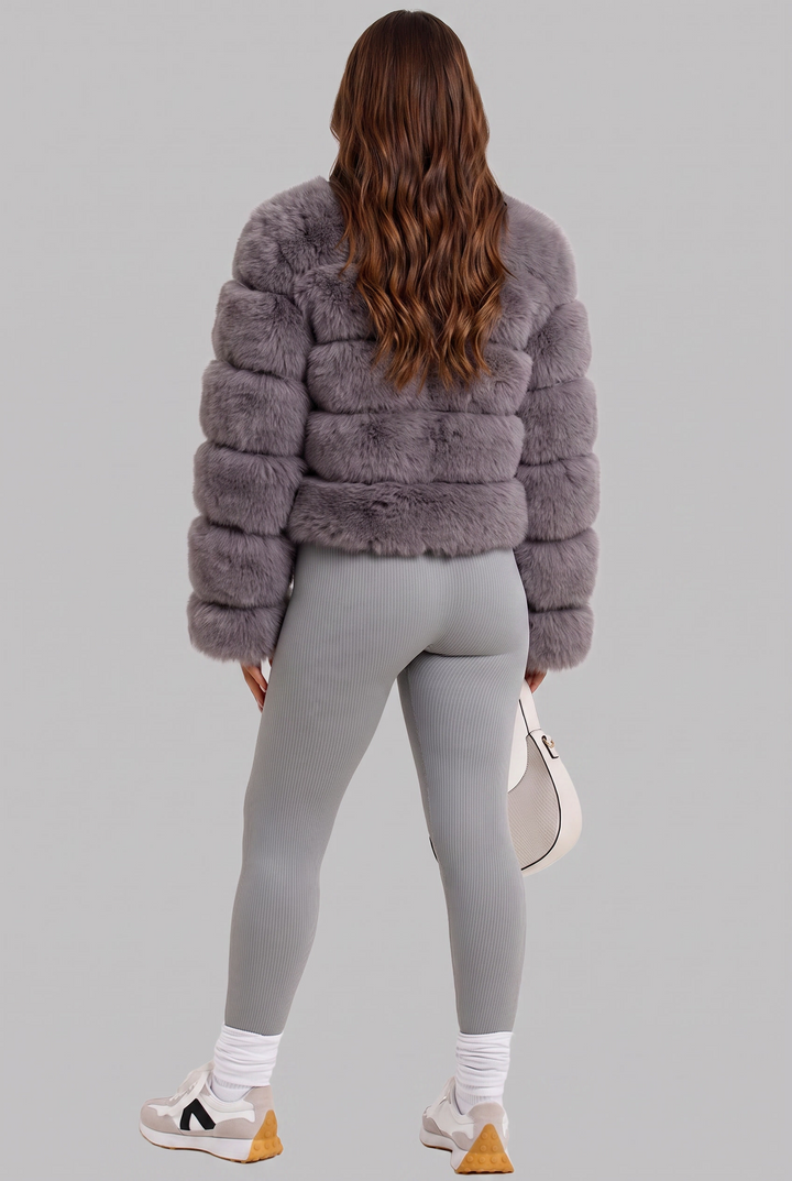 Chaqueta de pelo sintético boxy