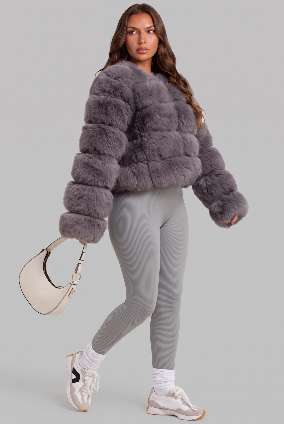 Chaqueta de pelo sintético boxy