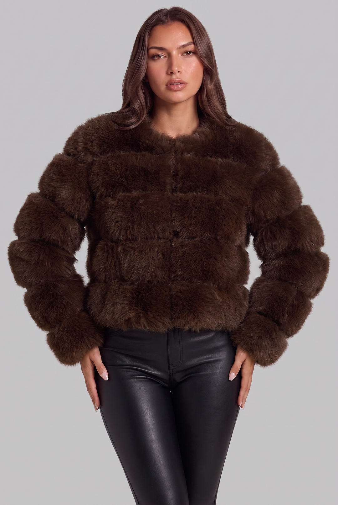 Chaqueta de pelo sintético boxy