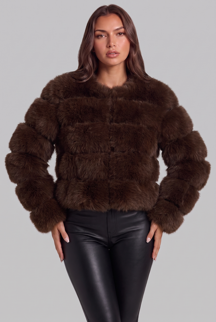 Chaqueta de pelo sintético boxy