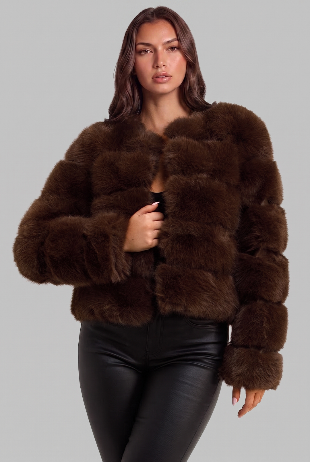Chaqueta de pelo sintético boxy