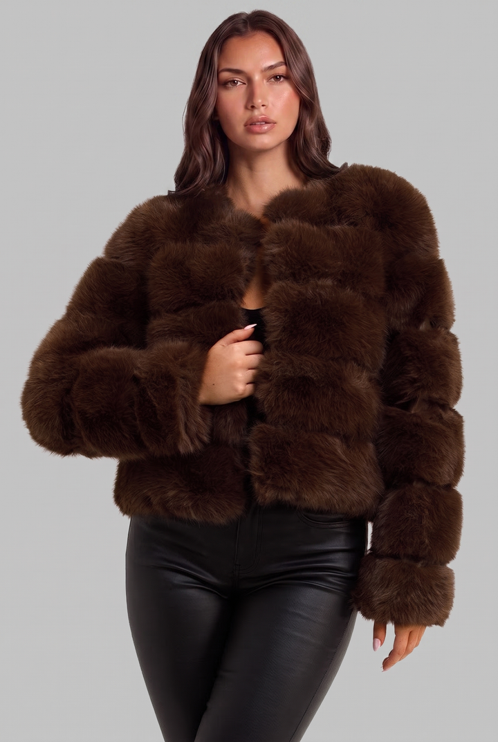 Chaqueta de pelo sintético boxy