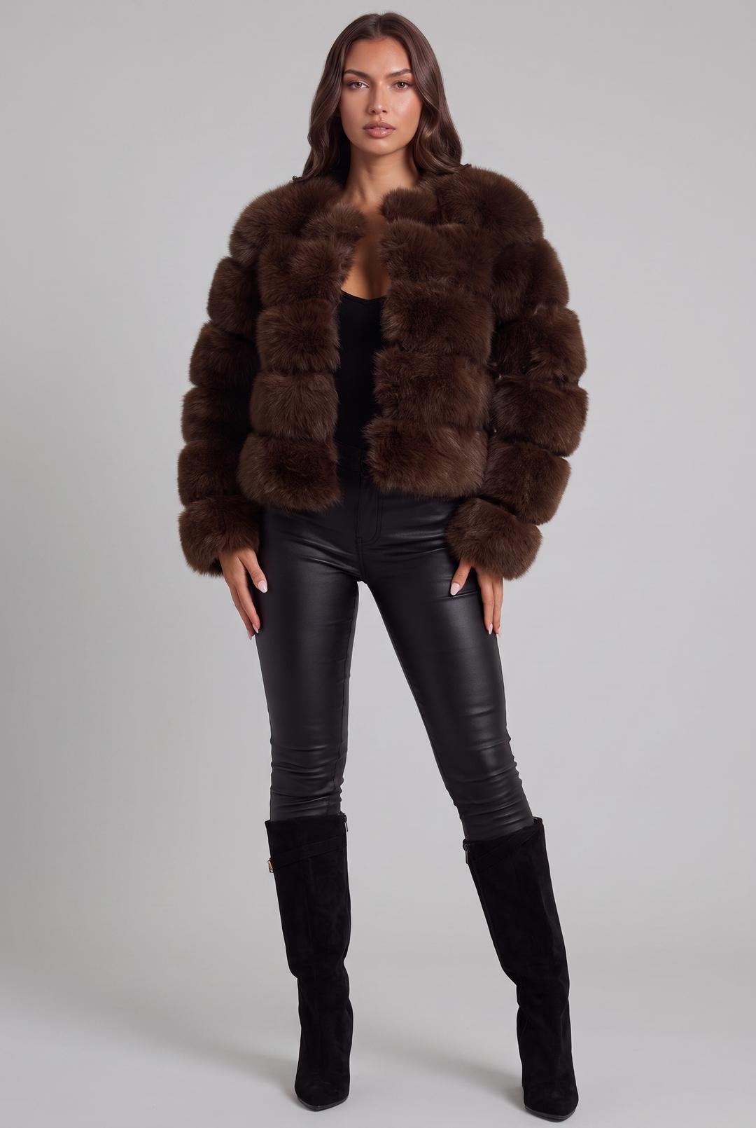 Chaqueta de pelo sintético boxy