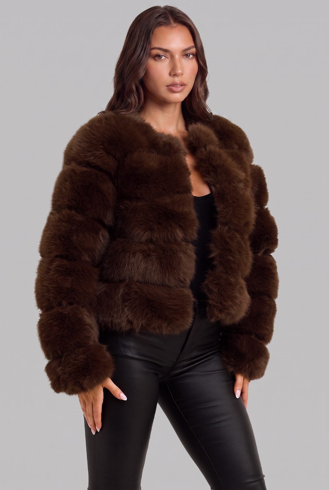 Chaqueta de pelo sintético boxy