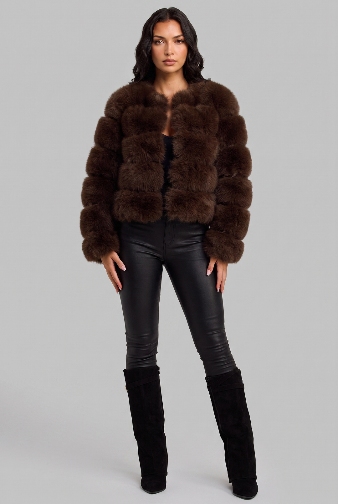 Chaqueta de pelo sintético boxy