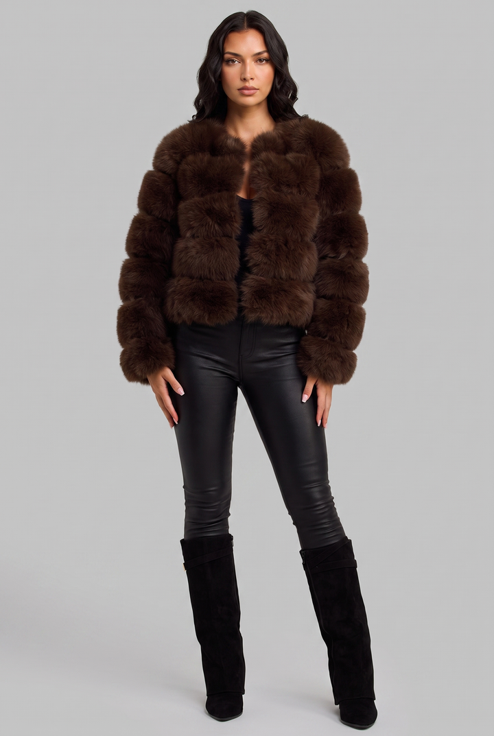 Chaqueta de pelo sintético boxy