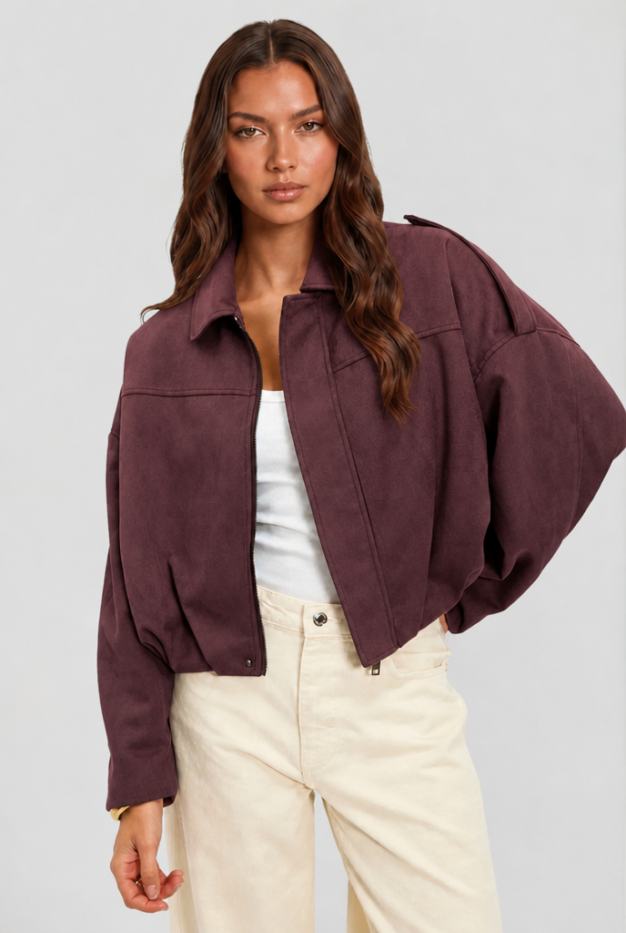 Chaqueta de ante corta oversize