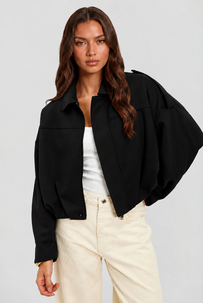 Chaqueta de ante corta oversize