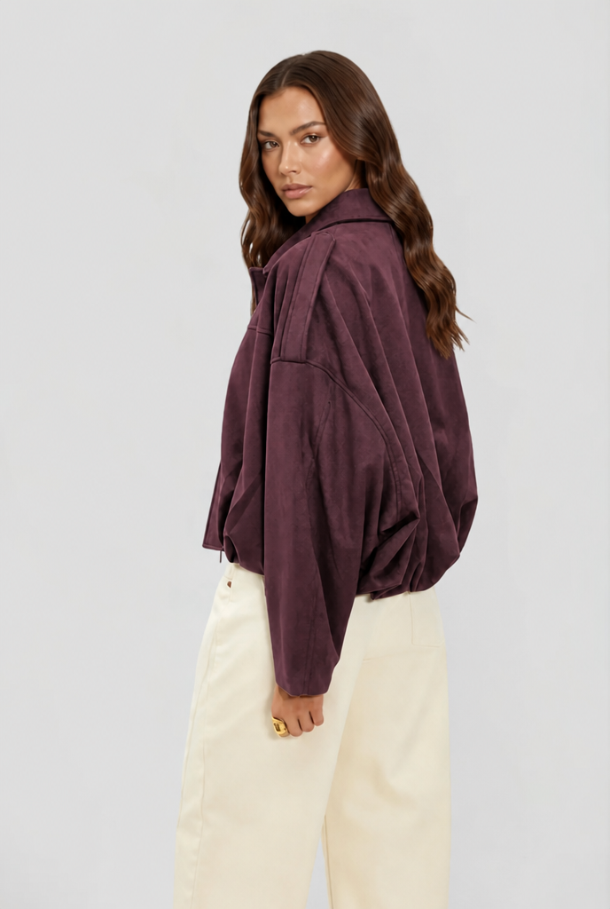Chaqueta de ante corta oversize