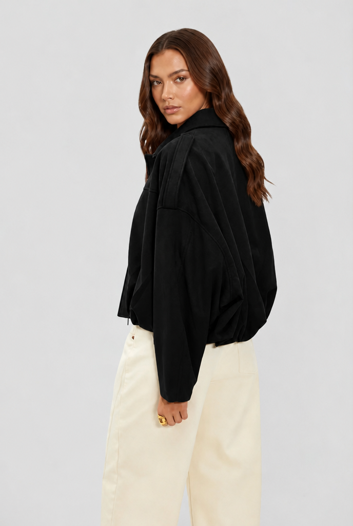 Chaqueta de ante corta oversize