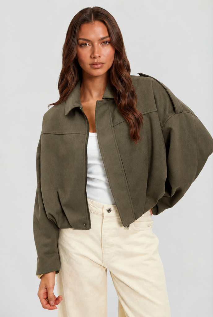 Chaqueta de ante corta oversize