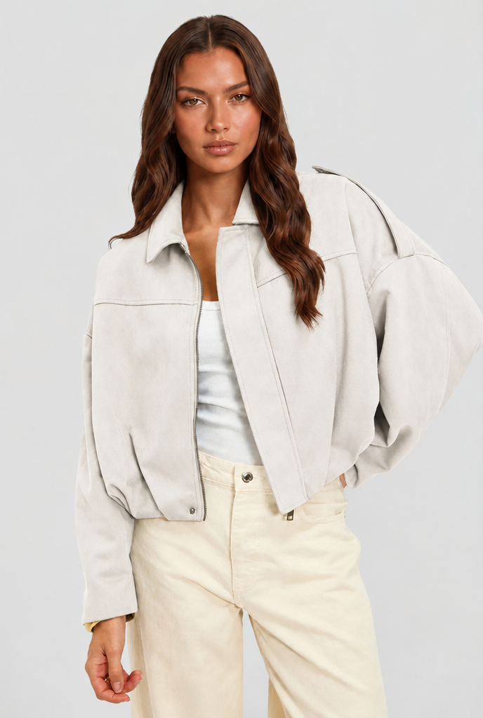 Chaqueta de ante corta oversize