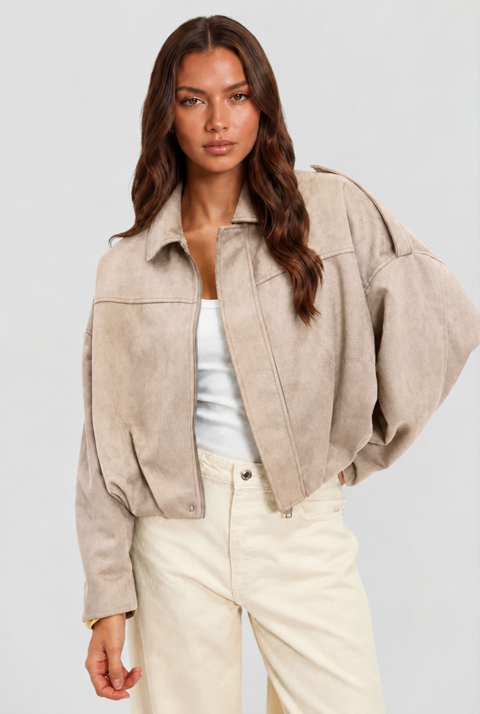 Chaqueta de ante corta oversize