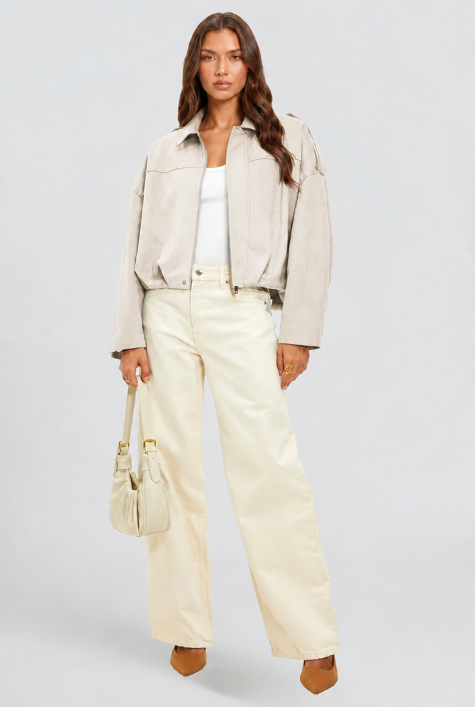 Chaqueta de ante corta oversize