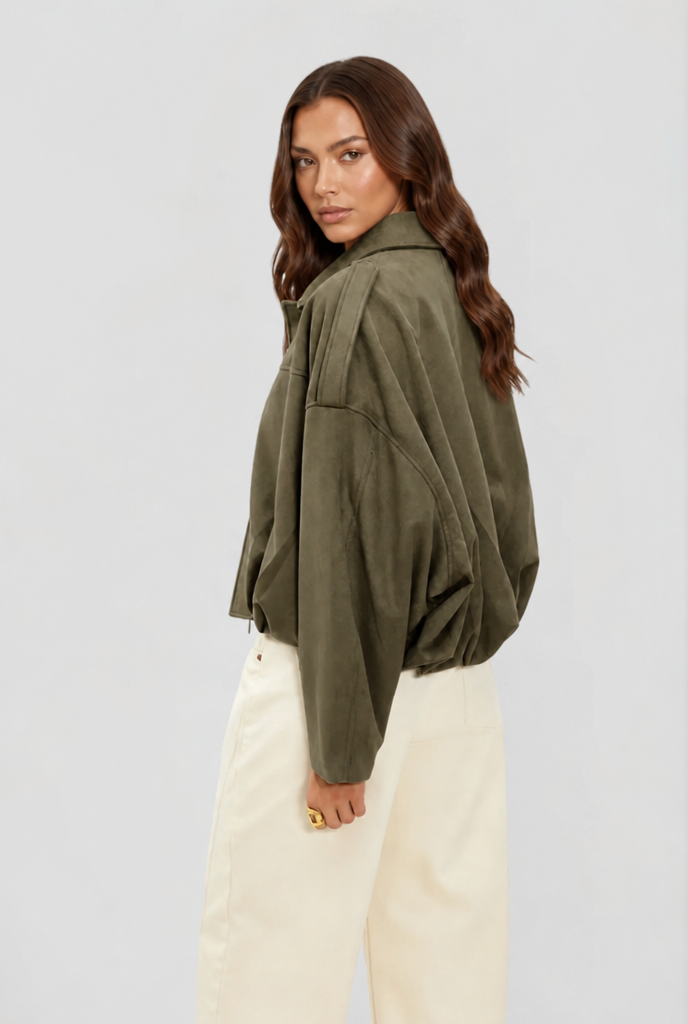 Chaqueta de ante corta oversize