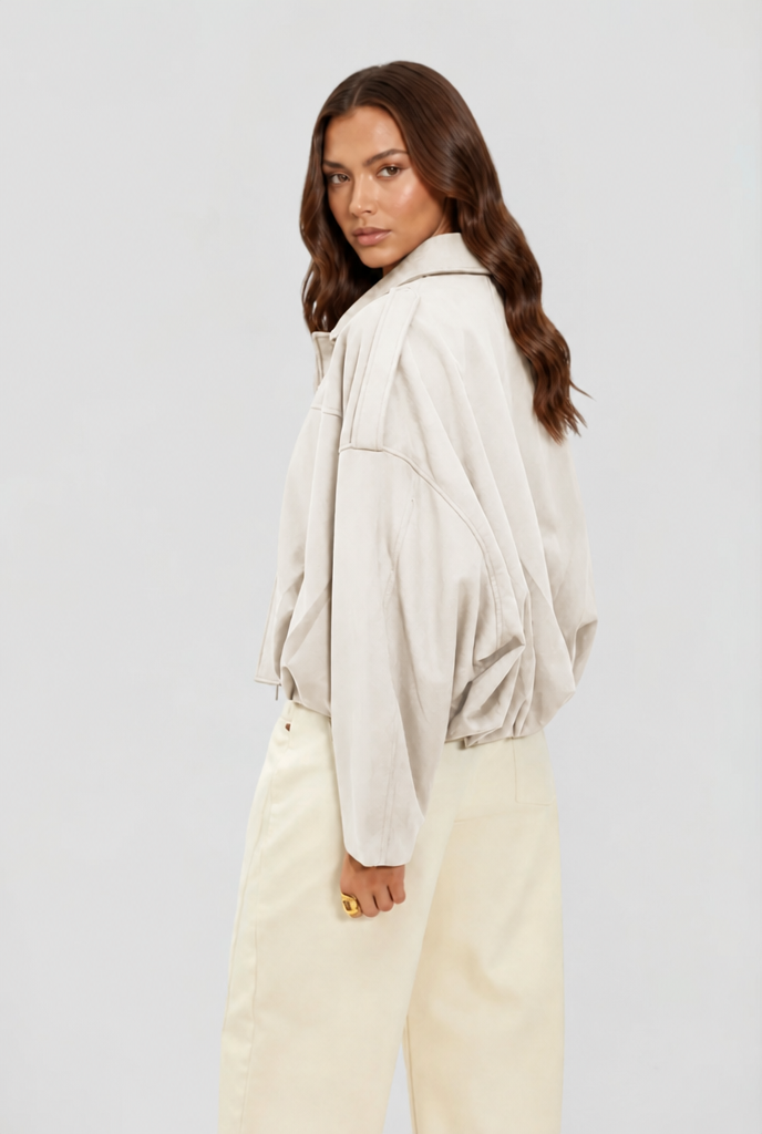 Chaqueta de ante corta oversize