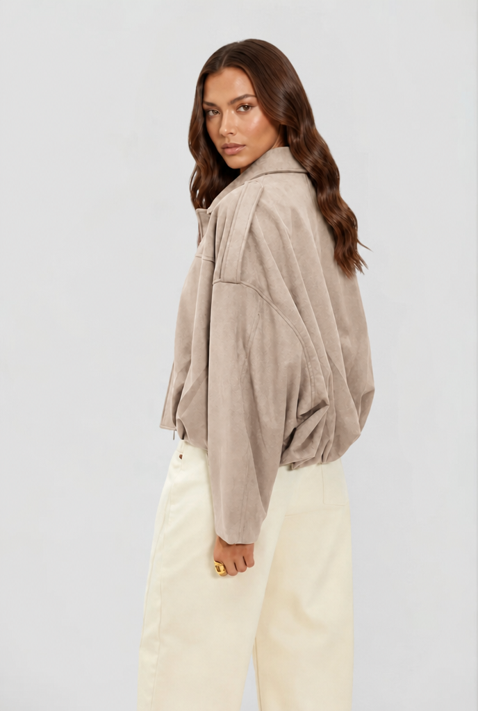 Chaqueta de ante corta oversize