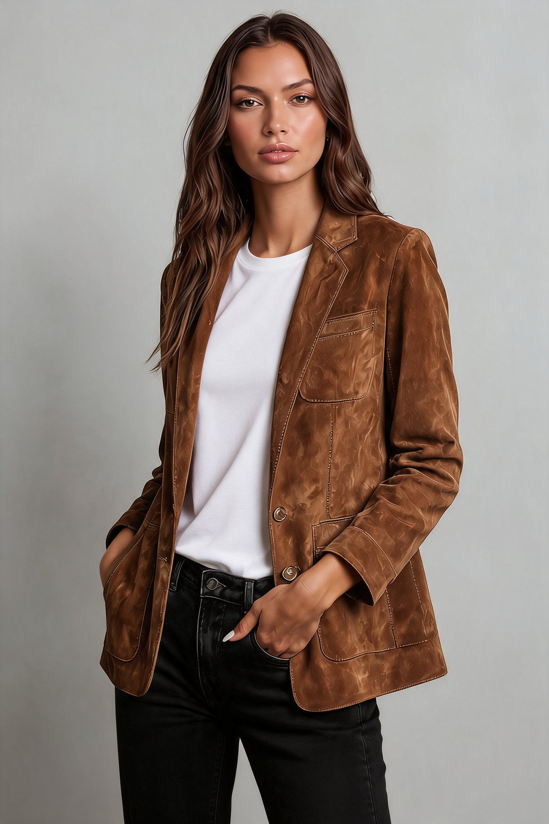 Blazer efecto ante de corte entallado