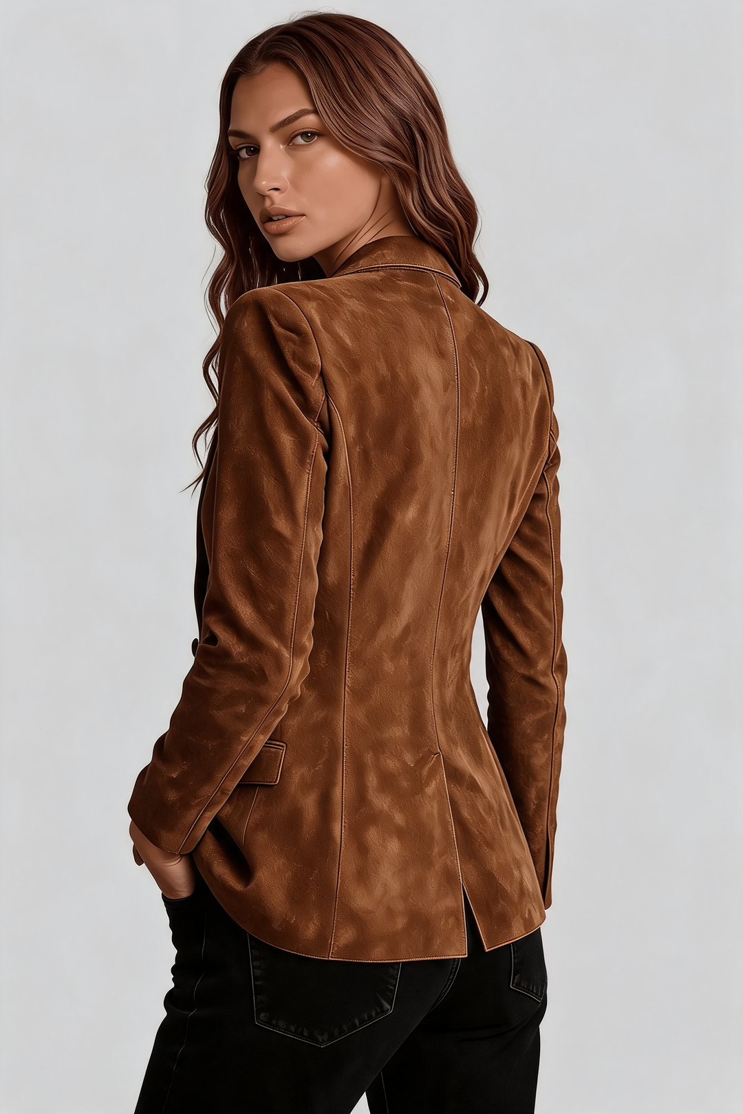 Blazer efecto ante de corte entallado