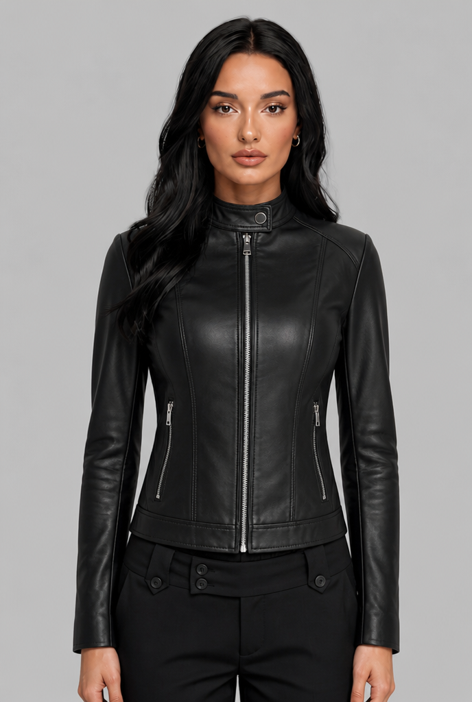 Chaqueta biker corta de piel