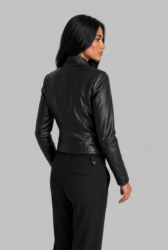 Chaqueta biker corta de piel