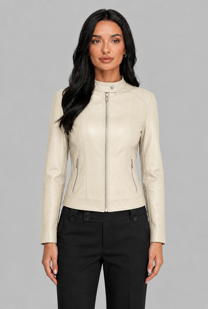 Chaqueta biker corta de piel