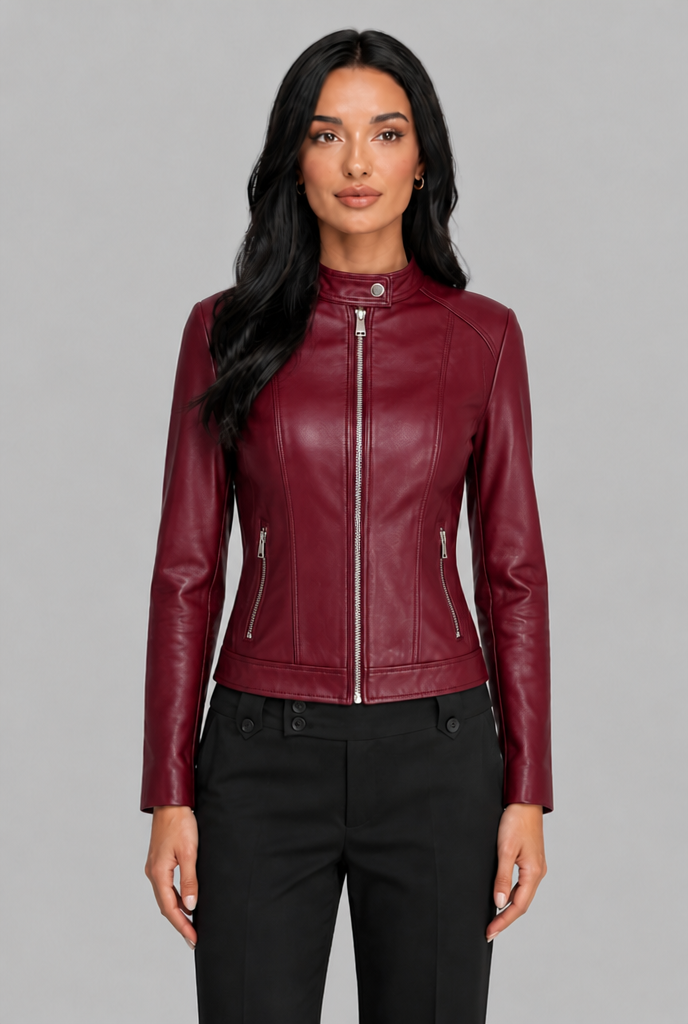 Chaqueta biker corta de piel