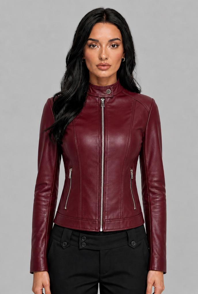 Chaqueta biker corta de piel