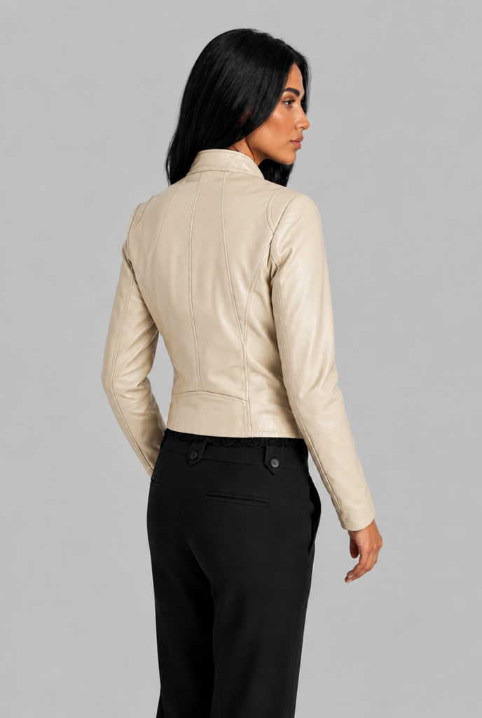 Chaqueta biker corta de piel