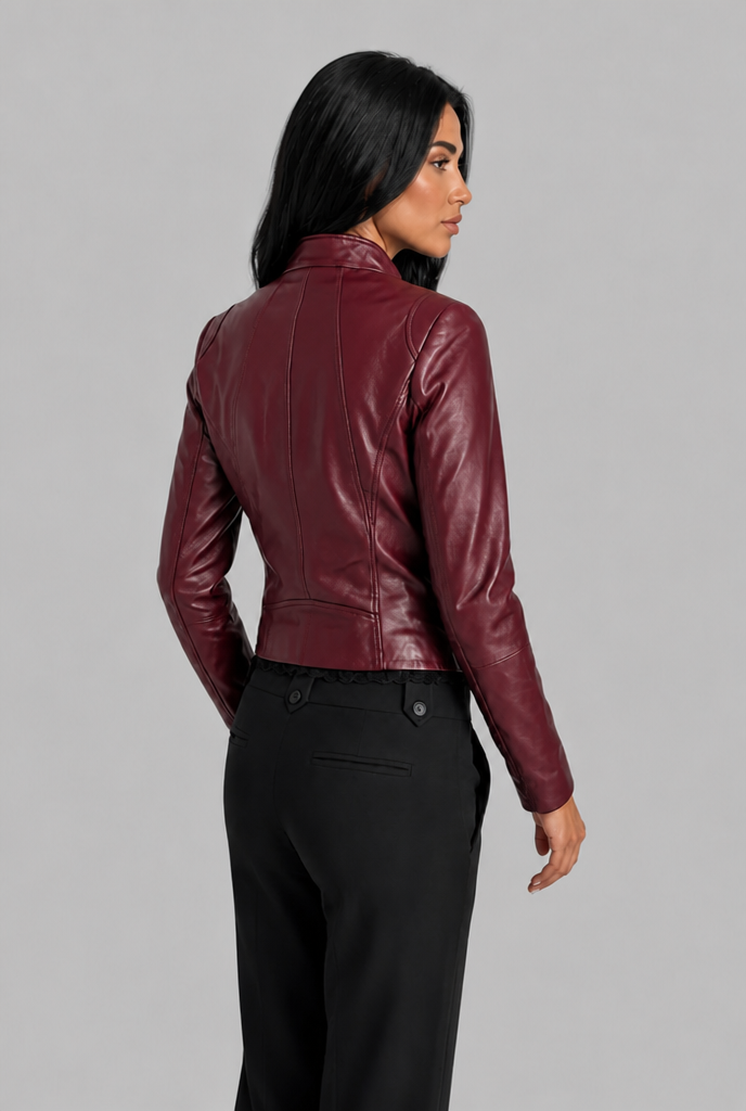 Chaqueta biker corta de piel