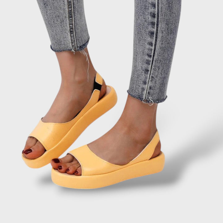 Sandalias Ortopédicas Cuña Bubble Slingback Piel