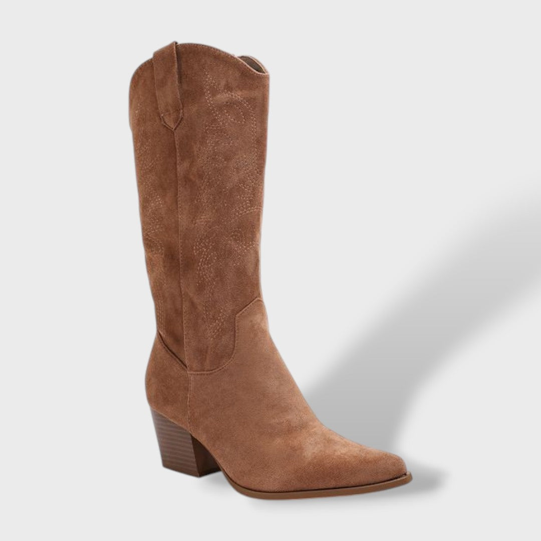 Botas Cowboy Mujer Media Caña Tacón Ancho Bordadas