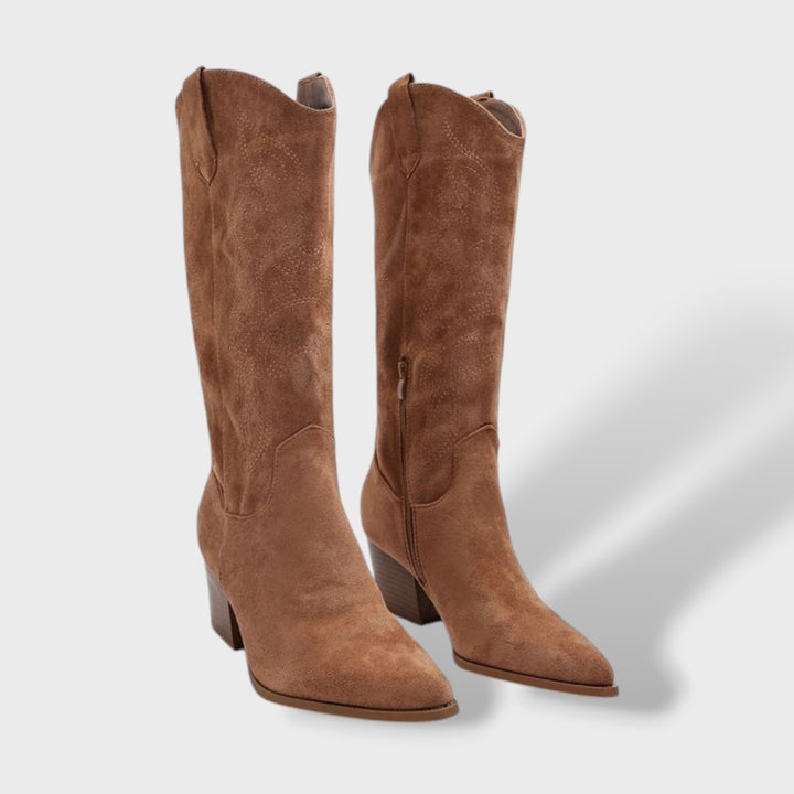 Botas Cowboy Mujer Media Caña Tacón Ancho Bordadas