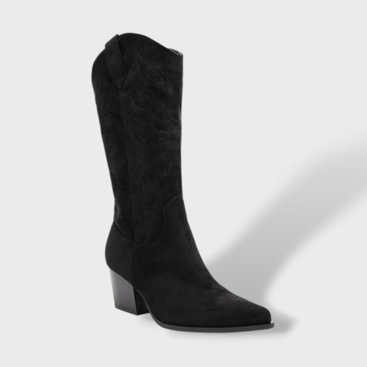 Botas Cowboy Mujer Media Caña Tacón Ancho Bordadas