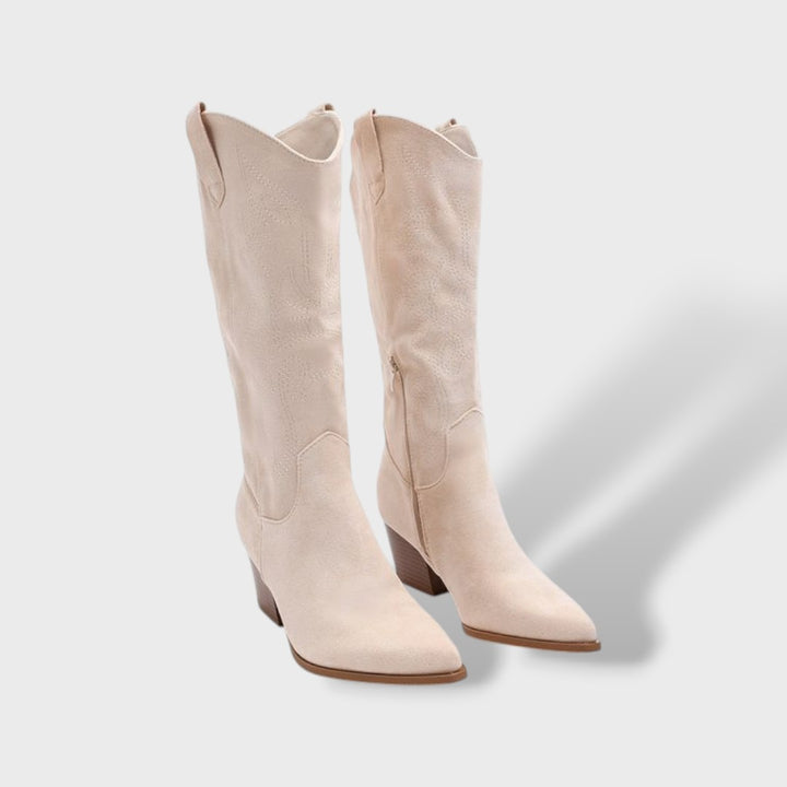 Botas Cowboy Mujer Media Caña Tacón Ancho Bordadas