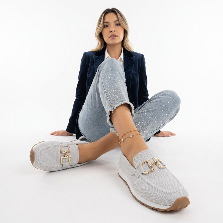 Mocasines Ortopédicos Mesh Herraje Dorado Plataforma