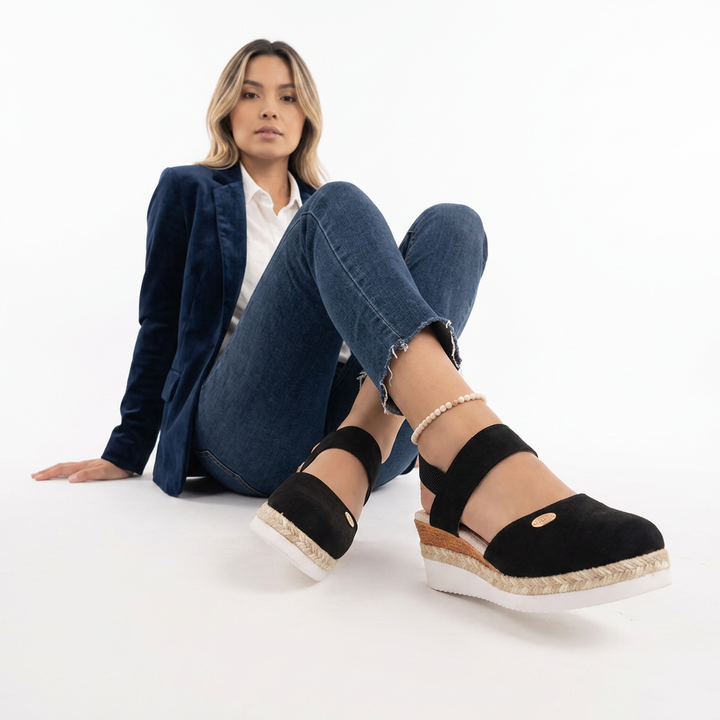 Sandalias Plataforma Esparto Puntera Cerrada Mujer
