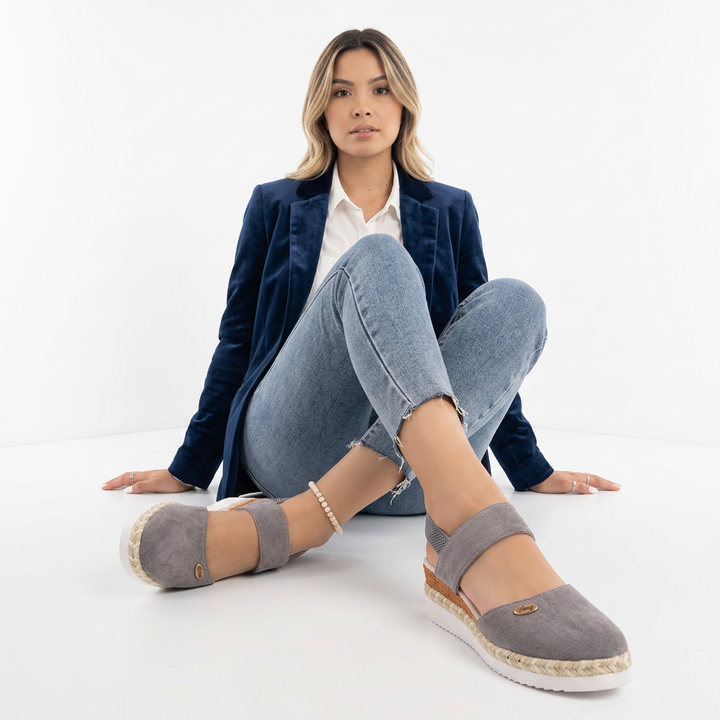 Sandalias Plataforma Esparto Puntera Cerrada Mujer