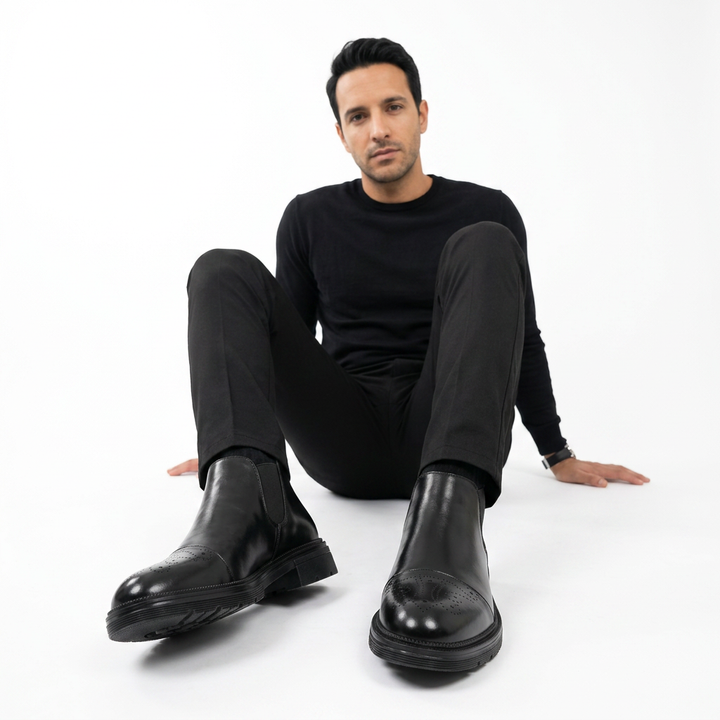 Mocasines Hombre Cuero Brogue Slip-On Suela Gruesa