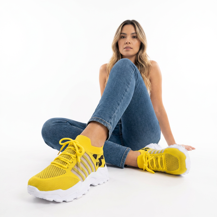 Zapatillas Ortopédicas Knit Leopardo Suela Chunky