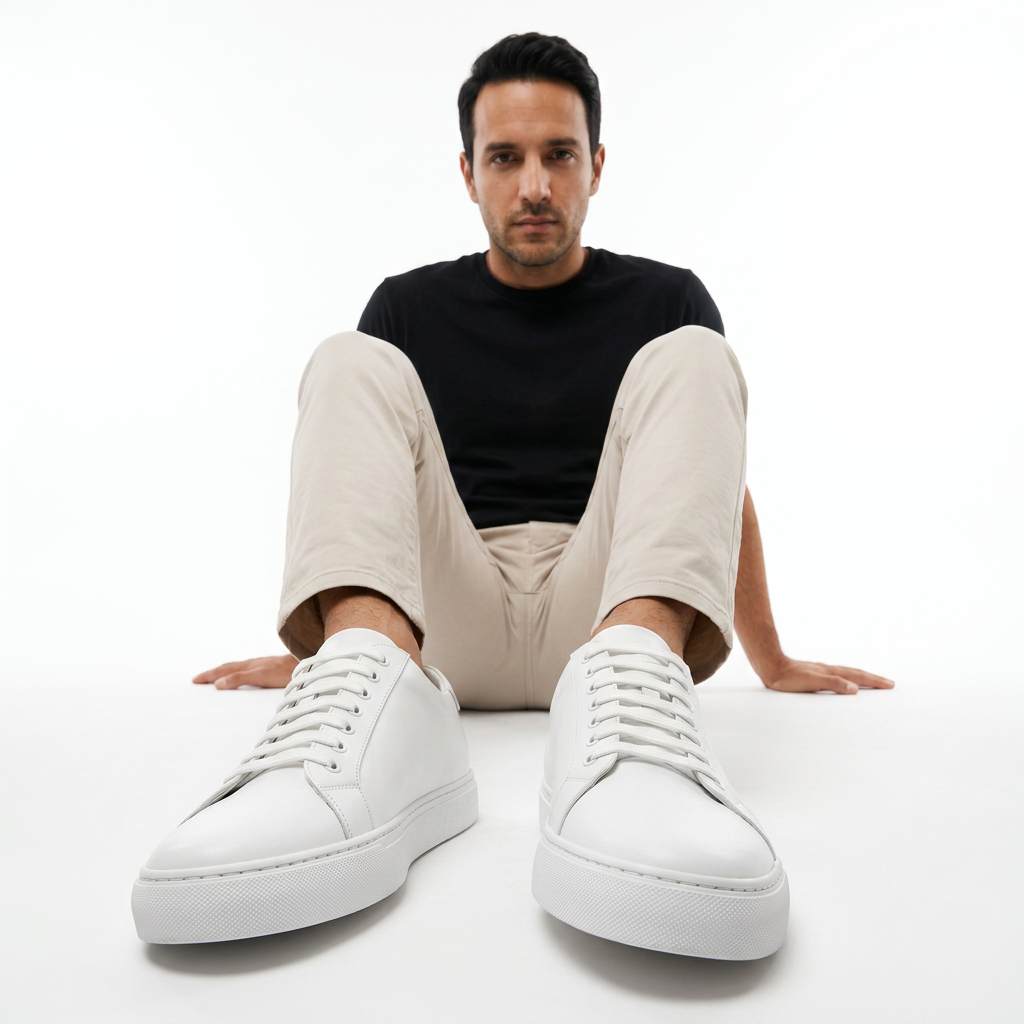 Zapatillas Piel Negra Hombre