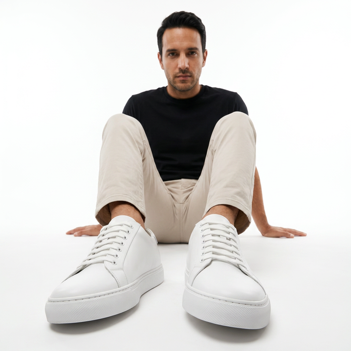 Zapatillas Piel Negra Hombre