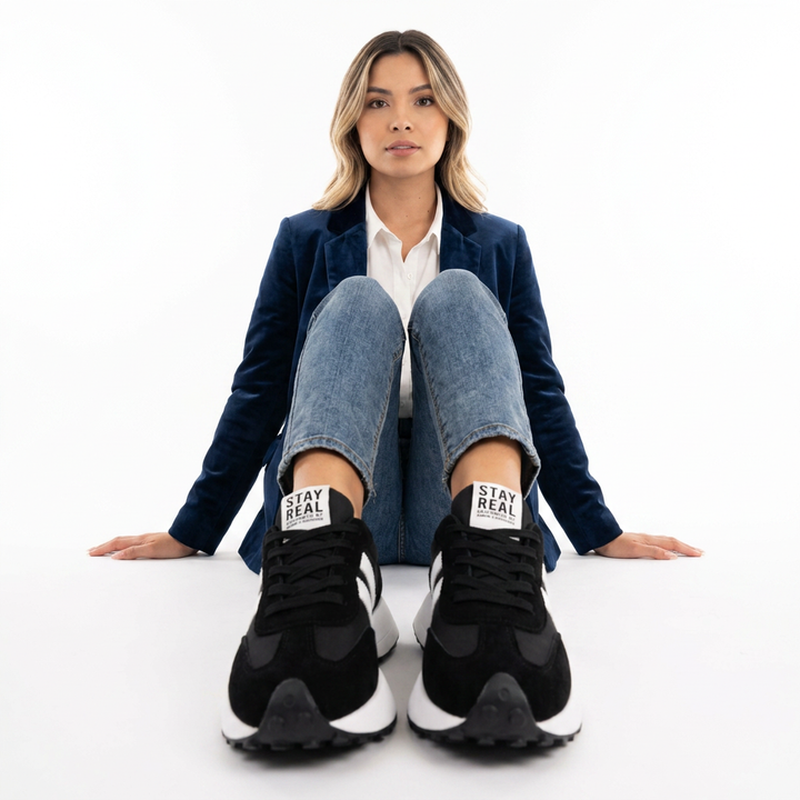 Zapatillas Ortopédicas Retro Ante Azul Mujer