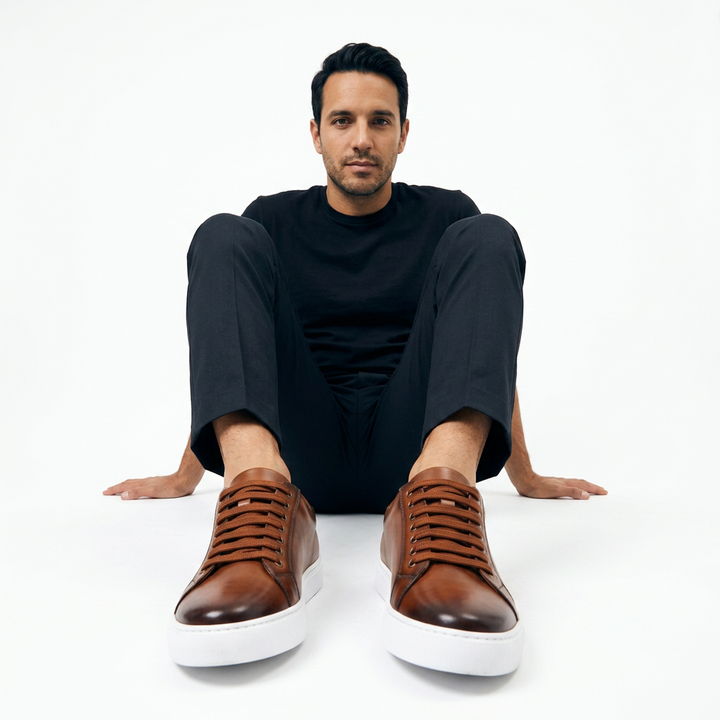 Zapatillas Piel Negra Hombre