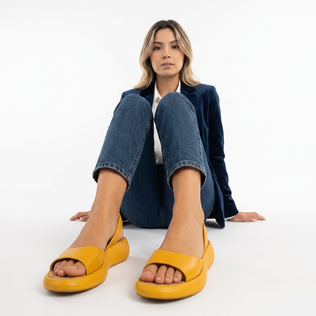 Sandalias Ortopédicas Cuña Bubble Slingback Piel