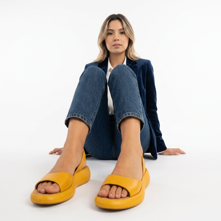 Sandalias Ortopédicas Cuña Bubble Slingback Piel