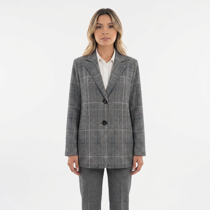 Blazer Cuadros Botón Único