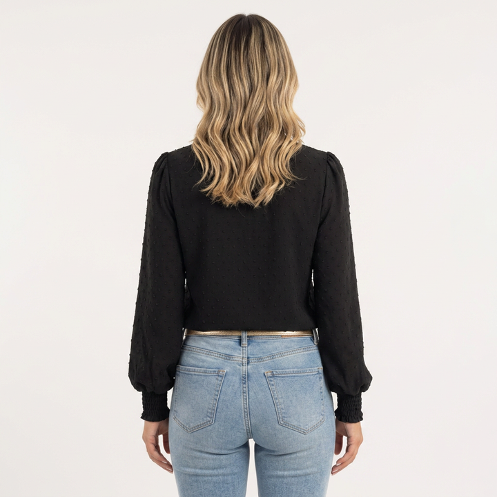 Blusa Encaje Vintage Puños Fruncidos