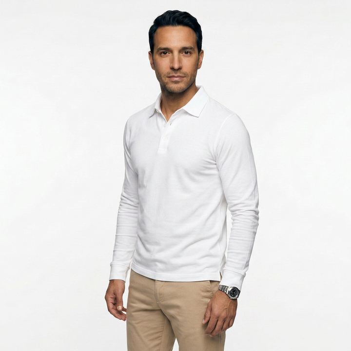 Polo Manga Larga Hombre Clásico Slim Fit