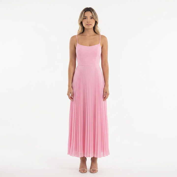 Vestido Midi Tirantes Volante Organza Bajo Romántico